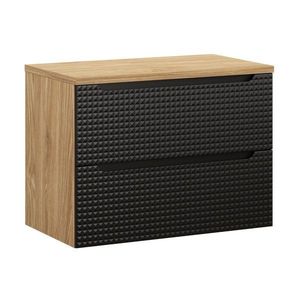 Comad Závěsná umyvadlová skříňka Luxor Black s deskou 80 cm černá/dub olejovaný obraz