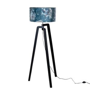 Černá stojací lampa ssametovým stínítkem smotivem ryby 50cm - Puros obraz