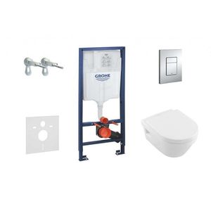 GROHE Rapid SL Set předstěnové instalace, klozetu a sedátka Villeroy & Boch, tlačítka Skate Cosmopolitan, chrom 38528SET-KB obraz