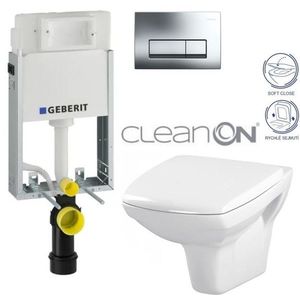 GEBERIT KOMBIFIXBasic vč. chromového tlačítka DELTA 51 + WC CERSANIT CLEANON CARINA + SEDÁTKO 110.100.00.1 51CR CA2 obraz