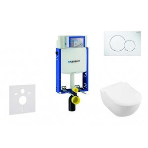 GEBERIT Kombifix Modul pro závěsné WC s tlačítkem Sigma01, alpská bílá + Villeroy Boch WC a sedátko, DirectFlush, SoftClose, CeramicPlus 110.302.00.5 NI1 obraz