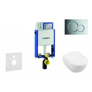 GEBERIT Kombifix Modul pro závěsné WC s tlačítkem Sigma01, lesklý chrom + Villeroy Boch WC a sedátko, DirectFlush, SoftClose, CeramicPlus 110.302.00.5 NI2 obraz