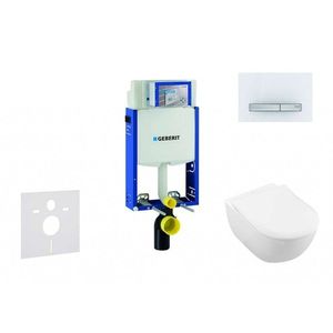 GEBERIT Kombifix Modul pro závěsné WC s tlačítkem Sigma50, alpská bílá + Villeroy Boch WC a sedátko, DirectFlush, SoftClose, CeramicPlus 110.302.00.5 NI8 obraz