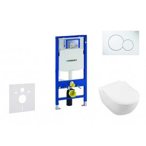 GEBERIT Duofix Modul pro závěsné WC s tlačítkem Sigma01, alpská bílá + Villeroy Boch WC a sedátko, DirectFlush, SoftClose, CeramicPlus 111.300.00.5 NI1 obraz