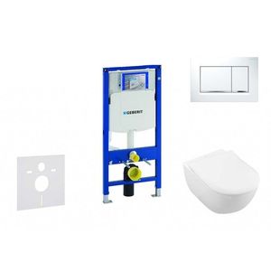 GEBERIT Duofix Modul pro závěsné WC s tlačítkem Sigma30, bílá/lesklý chrom + Villeroy Boch WC a sedátko, DirectFlush, SoftClose, CeramicPlus 111.300.00.5 NI5 obraz