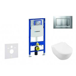 GEBERIT Duofix Modul pro závěsné WC s tlačítkem Sigma30, matný chrom/chrom + Villeroy Boch WC a sedátko, DirectFlush, SoftClose, CeramicPlus 111.300.00.5 NI7 obraz