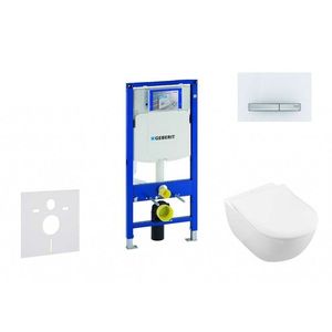 GEBERIT Duofix Modul pro závěsné WC s tlačítkem Sigma50, alpská bílá + Villeroy Boch WC a sedátko, DirectFlush, SoftClose, CeramicPlus 111.300.00.5 NI8 obraz