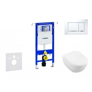 GEBERIT Duofix Modul pro závěsné WC s tlačítkem Sigma30, bílá/lesklý chrom + Villeroy Boch WC a sedátko, DirectFlush, SoftClose, CeramicPlus 111.355.00.5 NI5 obraz