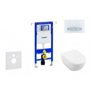 GEBERIT Duofix Modul pro závěsné WC s tlačítkem Sigma50, alpská bílá + Villeroy Boch WC a sedátko, DirectFlush, SoftClose, CeramicPlus 111.355.00.5 NI8 obraz