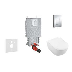 GROHE Uniset Set předstěnové instalace, klozetu a sedátka Subway 2.0, DirectFlush, SoftClose, CeramicPlus a tlačítka Skate Cosmo, chrom 38643SET-KI obraz