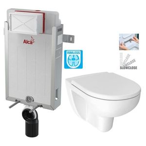 ALCADRAIN Renovmodul předstěnový instalační systém bez tlačítka + WC JIKA LYRA PLUS RIMLESS + SEDÁTKO DURAPLAST SLOWCLOSE AM115/1000 X LY2 obraz