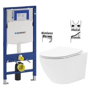 GEBERIT Duofix bez tlačítka + WC REA Carlo Flat Mini Rimless + SEDÁTKO 111.300.00.5 CF1 obraz