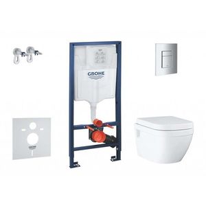 GROHE Solido Set předstěnové instalace, klozetu a sedátka Euro Ceramic, softclose, tlačítko Even, chrom SANI15BB1104 obraz