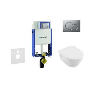 GEBERIT Kombifix Modul pro závěsné WC s tlačítkem Sigma01, matný chrom + Villeroy Boch WC a sedátko, DirectFlush, SoftClose, CeramicPlus 110.302.00.5 NB3 obraz