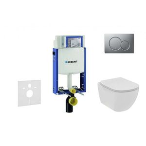 GEBERIT Kombifix Set předstěnové instalace, klozetu a sedátka Ideal Standard Tesi, tlačítka Sigma01, Rimless, SoftClose, matný chrom 110.302.00.5 NE3 obraz