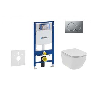 GEBERIT Duofix Set předstěnové instalace, klozetu a sedátka Ideal Standard Tesi, tlačítka Sigma01, Rimless, SoftClose, matný chrom 111.300.00.5 NE3 obraz