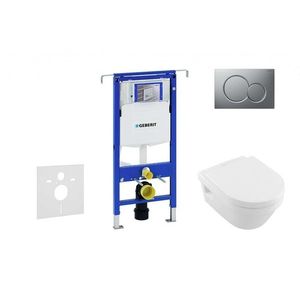 GEBERIT Duofix Set předstěnové instalace, klozetu a sedátka Villeroy & Boch, tlačítka Sigma01, DirectFlush, SoftClose, CeramicPlus, matný chrom 111.355.00.5 NB3 obraz