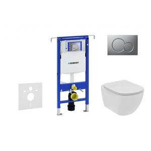 GEBERIT Duofix Set předstěnové instalace, klozetu a sedátka Ideal Standard Tesi, tlačítka Sigma01, Rimless, SoftClose, matný chrom 111.355.00.5 NE3 obraz