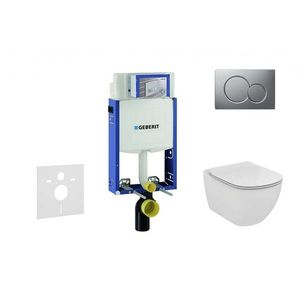 GEBERIT Kombifix Modul pro závěsné WC s tlačítkem Sigma01, matný chrom + Ideal Standard Tesi WC a sedátko, Aquablade, SoftClose 110.302.00.5 NU3 obraz