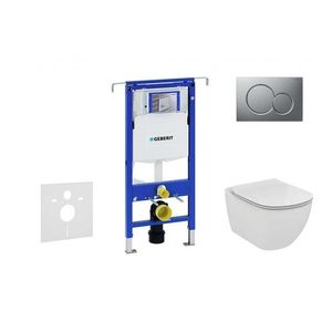 GEBERIT Duofix Modul pro závěsné WC s tlačítkem Sigma01, matný chrom + Ideal Standard Tesi WC a sedátko, Aquablade, SoftClose 111.355.00.5 NU3 obraz