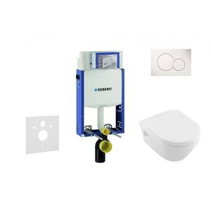 GEBERIT Kombifix Modul pro závěsné WC s tlačítkem Sigma01, alpská bílá + Villeroy Boch WC a sedátko, DirectFlush, SoftClose, CeramicPlus 110.302.00.5 NB1 obraz