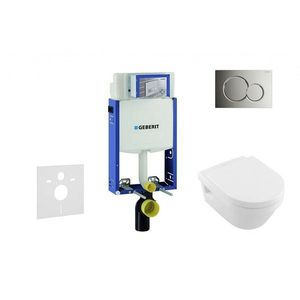 GEBERIT Kombifix Modul pro závěsné WC s tlačítkem Sigma01, lesklý chrom + Villeroy Boch WC a sedátko, DirectFlush, SoftClose, CeramicPlus 110.302.00.5 NB2 obraz