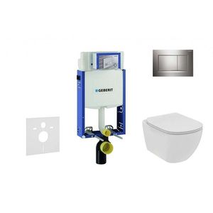 GEBERIT Kombifix Set předstěnové instalace, klozetu a sedátka Ideal Standard Tesi, tlačítka Sigma30, Rimless, SoftClose, lesklý chrom/chrom mat 110.302.00.5 NE6 obraz