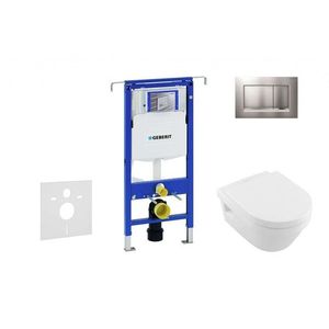 GEBERIT Duofix Modul pro závěsné WC s tlačítkem Sigma30, matný chrom/chrom + Villeroy Boch WC a sedátko, DirectFlush, SoftClose, CeramicPlus 111.355.00.5 NB7 obraz