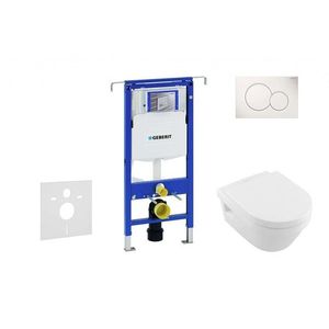 GEBERIT Duofix Set předstěnové instalace, klozetu a sedátka Villeroy & Boch, tlačítka Sigma01, DirectFlush, SoftClose, CeramicPlus, alpská bílá 111.355.00.5 NB1 obraz