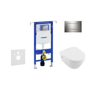 GEBERIT Duofix Modul pro závěsné WC s tlačítkem Sigma30, lesklý chrom/chrom mat + Villeroy Boch WC a sedátko, DirectFlush, SoftClose, CeramicPlus 111.355.00.5 NB6 obraz