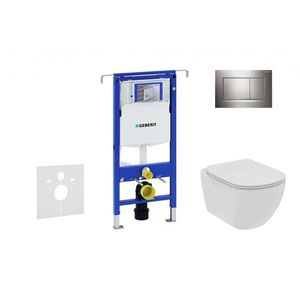 GEBERIT Duofix Set předstěnové instalace, klozetu a sedátka Ideal Standard Tesi, tlačítka Sigma30, Rimless, SoftClose, lesklý chrom/chrom mat 111.355.00.5 NE6 obraz