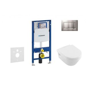 GEBERIT Duofix Modul pro závěsné WC s tlačítkem Sigma30, matný chrom/chrom + Villeroy Boch WC a sedátko, DirectFlush, SoftClose, CeramicPlus 111.300.00.5 NB7 obraz