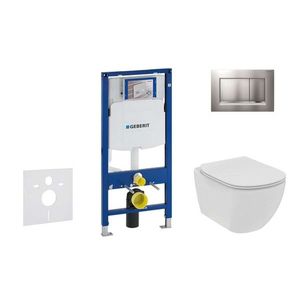 GEBERIT Duofix Set předstěnové instalace, klozetu a sedátka Ideal Standard Tesi, tlačítka Sigma30, Rimless, SoftClose, matný chrom/chrom 111.300.00.5 NE7 obraz