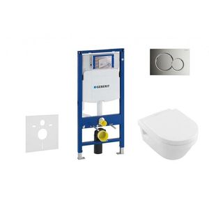 GEBERIT Duofix Modul pro závěsné WC s tlačítkem Sigma01, lesklý chrom + Villeroy Boch WC a sedátko, DirectFlush, SoftClose, CeramicPlus 111.300.00.5 NB2 obraz