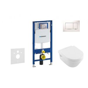 GEBERIT Duofix Set předstěnové instalace, klozetu a sedátka Villeroy & Boch, tlačítka Sigma30, DirectFlush, SoftClose, CeramicPlus, bílá/chrom 111.300.00.5 NB5 obraz