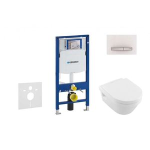 GEBERIT Duofix Set předstěnové instalace, klozetu a sedátka Villeroy & Boch, tlačítka Sigma50, DirectFlush, SoftClose, CeramicPlus, alpská bílá 111.300.00.5 NB8 obraz