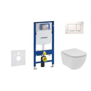 GEBERIT Duofix Set předstěnové instalace, klozetu a sedátka Ideal Standard Tesi, tlačítka Sigma30, Rimless, SoftClose, bílá/chrom 111.300.00.5 NE5 obraz