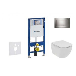 GEBERIT Duofix Set předstěnové instalace, klozetu a sedátka Ideal Standard Tesi, tlačítka Sigma30, Rimless, SoftClose, lesklý chrom/chrom mat 111.300.00.5 NE6 obraz