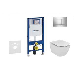 GEBERIT Duofix Modul pro závěsné WC s tlačítkem Sigma30, lesklý chrom/chrom mat + Ideal Standard Tesi WC a sedátko, Aquablade, SoftClose 111.300.00.5 NU6 obraz