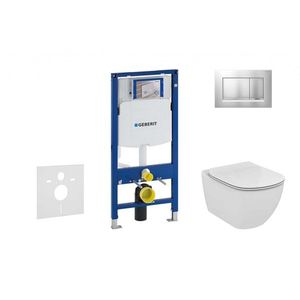 GEBERIT Duofix Modul pro závěsné WC s tlačítkem Sigma30, matný chrom/chrom + Ideal Standard Tesi WC a sedátko, Aquablade, SoftClose 111.300.00.5 NU7 obraz