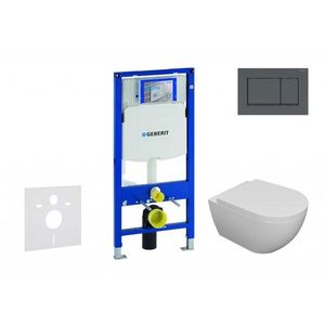 GEBERIT Duofix Set předstěnové instalace, klozetu Oudee a sedátka softclose, tlačítko Sigma30, matná černá/černá SANI11CA5100 obraz