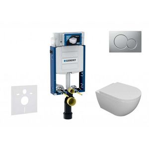 GEBERIT Kombifix Set předstěnové instalace, klozetu Oudee a sedátka softclose, tlačítko Sigma01, lakovaný matný chrom SANI15CA1103 obraz