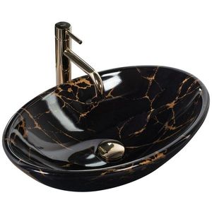 REA Umyvadlo na desku Pamela Black Marble Shiny REA-U5067 obraz