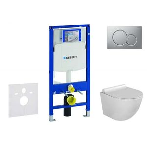 GEBERIT Duofix Set předstěnové instalace, klozetu Gaia a sedátka softclose, tlačítko Sigma01, lakovaný matný chrom SANI11CA1117 obraz