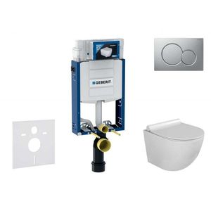 GEBERIT Kombifix Set předstěnové instalace, klozetu Gaia a sedátka softclose, tlačítko Sigma01, lakovaný matný chrom SANI15CA1113 obraz