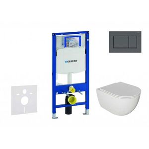 GEBERIT Duofix Set předstěnové instalace, klozetu Oudee a sedátka softclose, tlačítko Sigma30, matná černá/černá SANI11CA5104 obraz