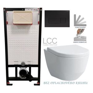 DEANTE Podomítkový rám, pro závěsné WC mísy + SLIM tlačítko černé + WC LAUFEN PRO LCC RIMLESS + SEDÁTKO CST_WC01 N51P LP2 obraz