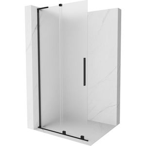 MEXEN/S Velar L Sprchová zástěna posuvná Walk-in 90 x 200 cm, dekor 8 mm, černá 871-090-003-33-70 obraz