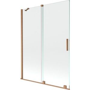 MEXEN/S Velar Dvoukřídlá posuvná vanová zástěna 130 x 150 cm, transparent, kartáčovaná měď 896-130-000-01-65 obraz