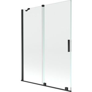 MEXEN/S Velar Dvoukřídlá posuvná vanová zástěna 130 x 150 cm, transparent, černá 896-130-000-01-70 obraz